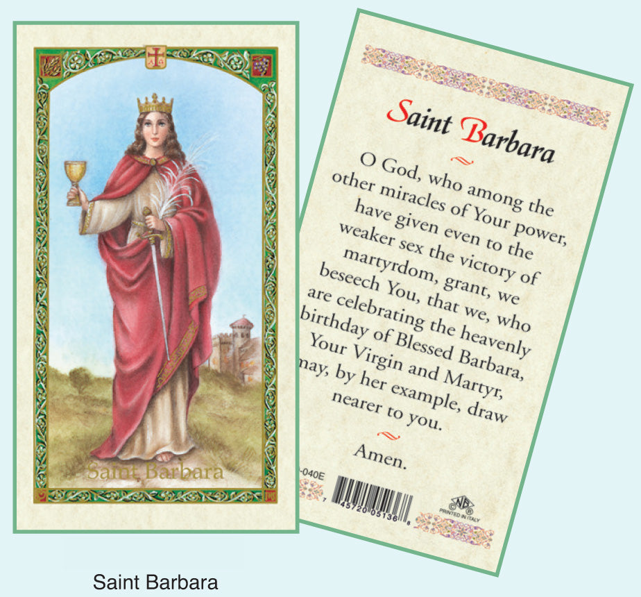 PRAYER CARD ST BARBARA – Crosses & Medals