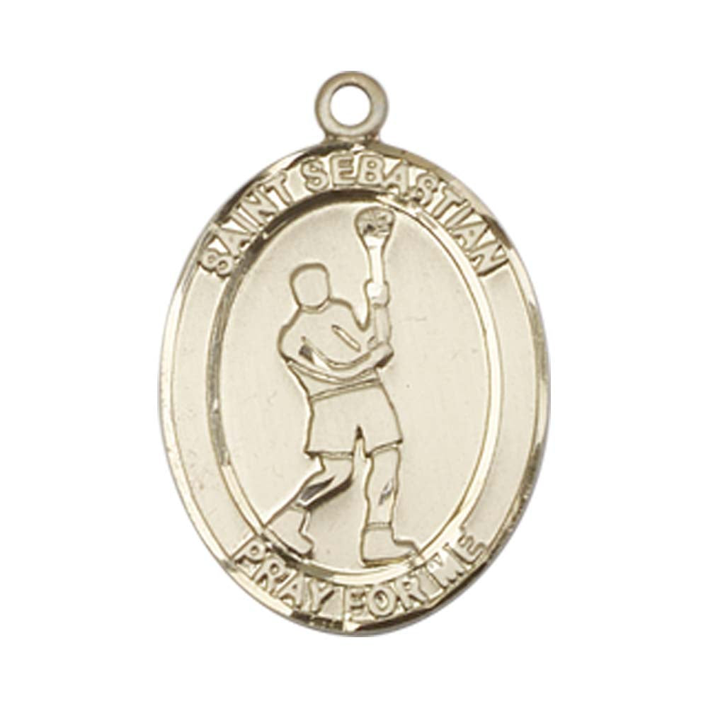 14kt Gold St. Sebastian/Lacrosse Medal - Large