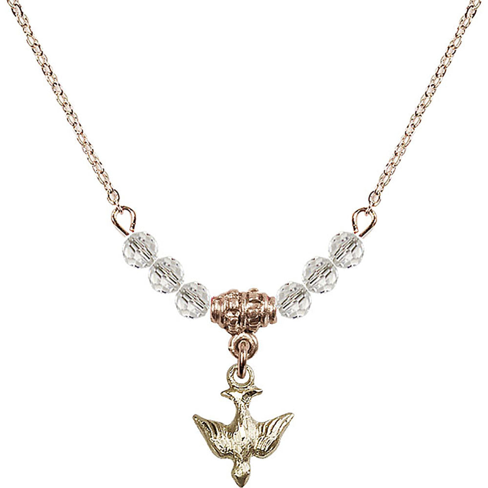 14kt Gold Filled Holy Spirit Birthstone Necklace with Crystal Beads - 0208