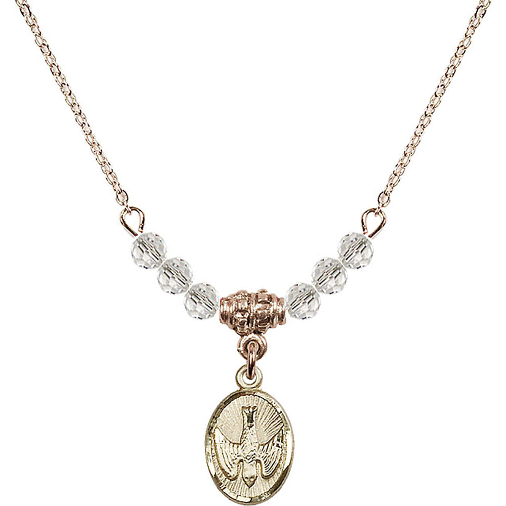 14kt Gold Filled Holy Spirit Birthstone Necklace with Crystal Beads - 0982