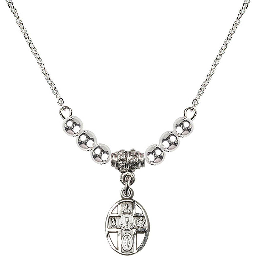 Sterling Silver 5-Way / Chalice Birthstone Necklace with Sterling Silver Beads - 0979