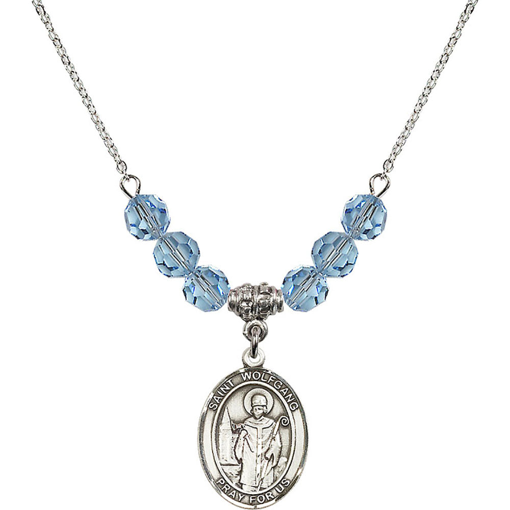 Sterling Silver Saint Wolfgang Birthstone Necklace with Aqua Beads - 8323