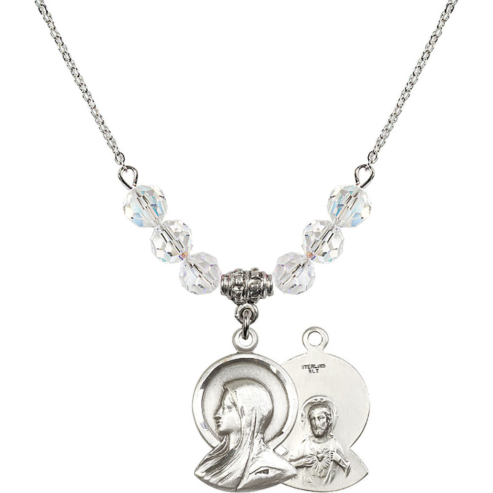 Sterling Silver Madonna Birthstone Necklace with Crystal Beads - 0020