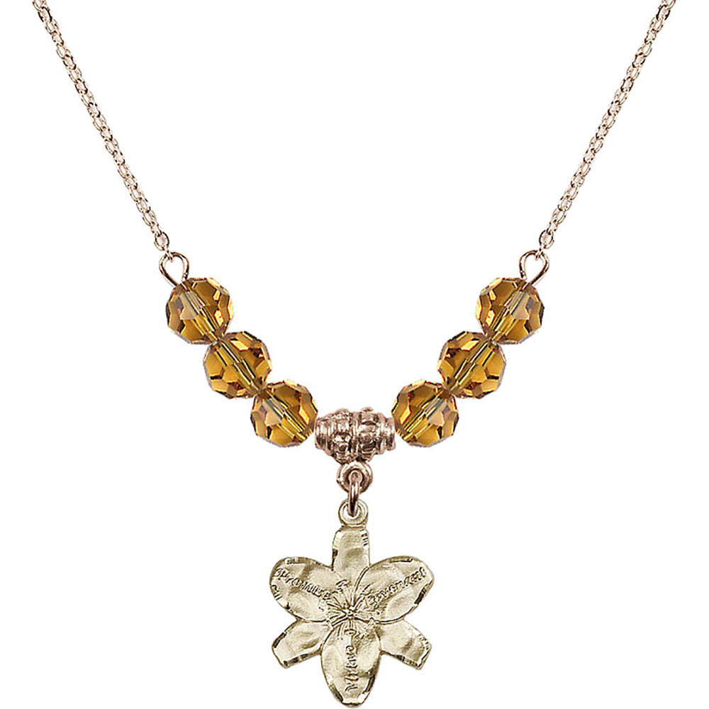 14kt Gold Filled Chastity Birthstone Necklace with Topaz Beads - 0088