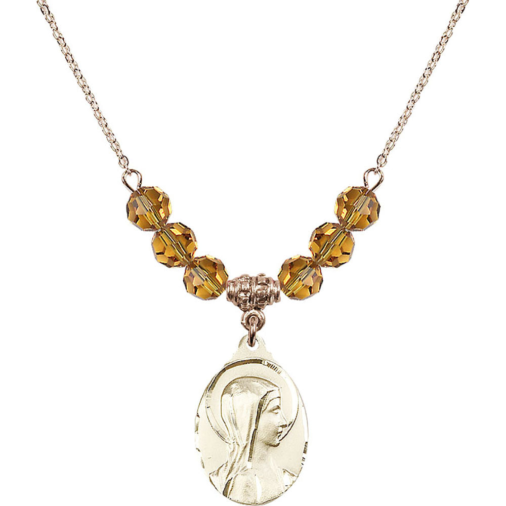 14kt Gold Filled Sorrowful Mother Birthstone Necklace with Topaz Beads - 0599