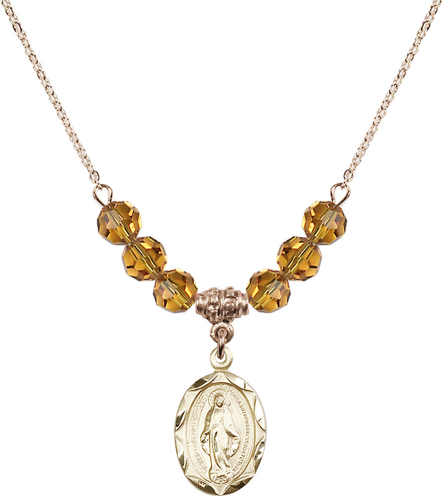14kt Gold Filled Miraculous Birthstone Necklace with Topaz Beads - 0612