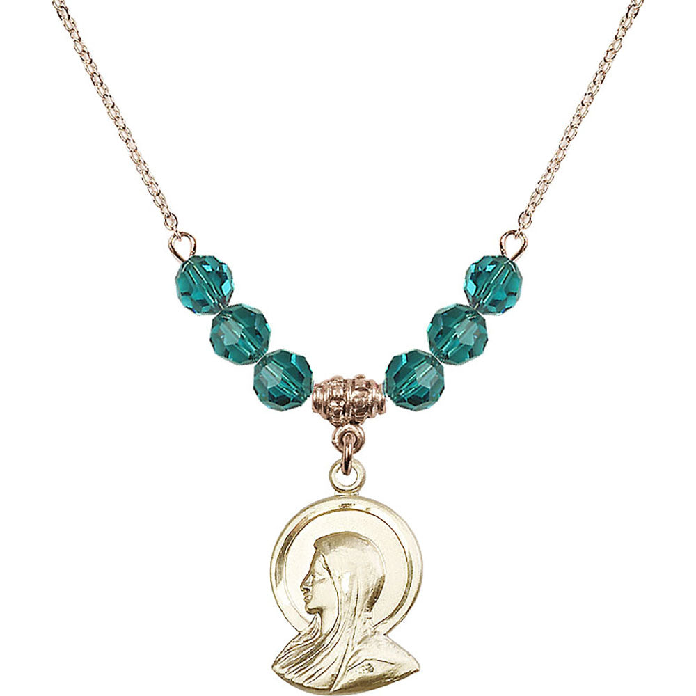 14kt Gold Filled Madonna Birthstone Necklace with Zircon Beads - 0020