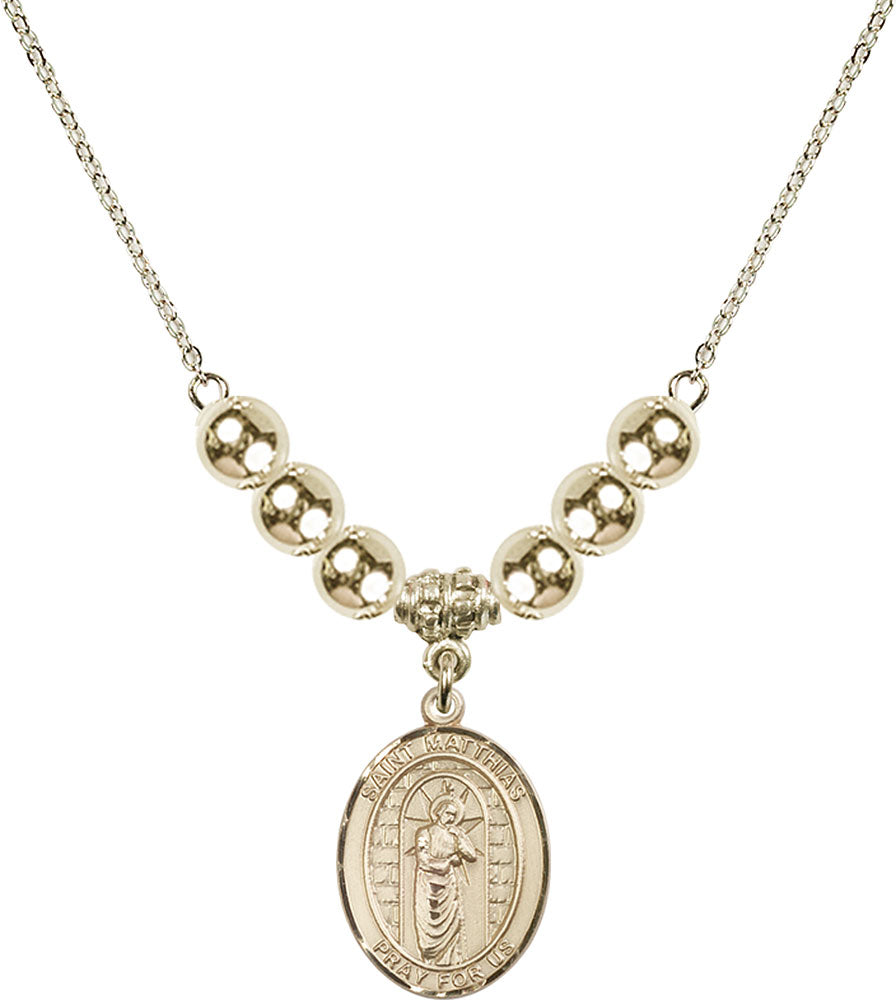 14kt Gold Filled Saint Matthias the Apostle Birthstone Necklace with Gold Filled Beads - 8331