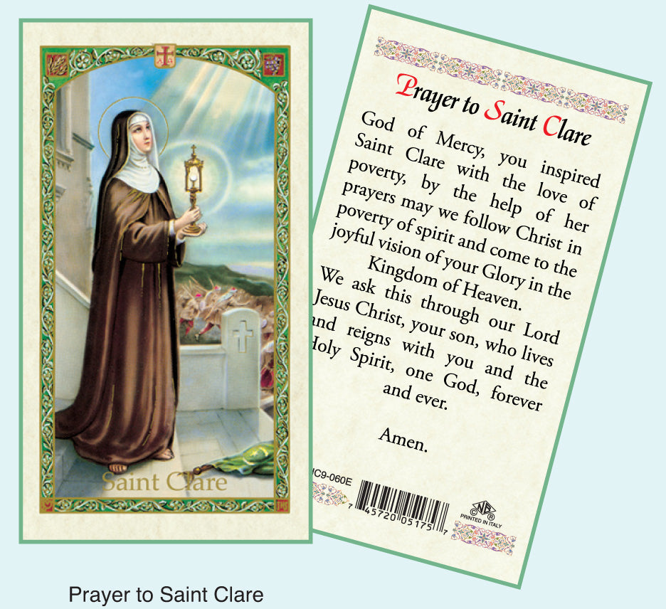 PRAYER CARD ST CLARE OF ASSISI