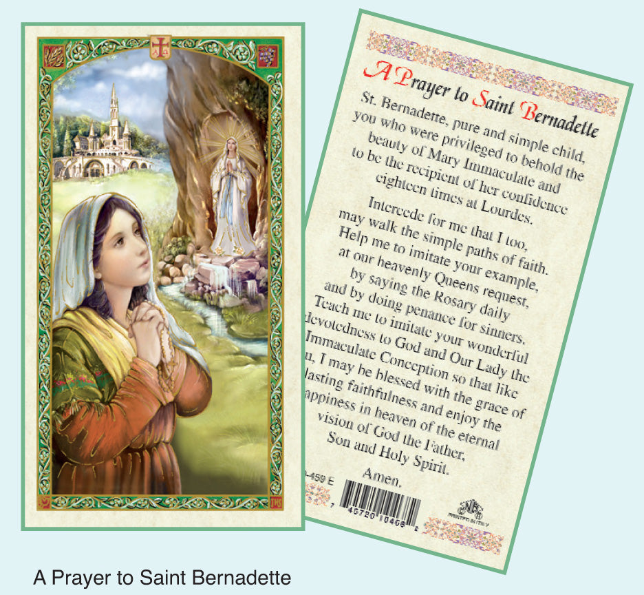 PRAYER CARD ST BERNADETTE Crosses Medals   PC 459E 